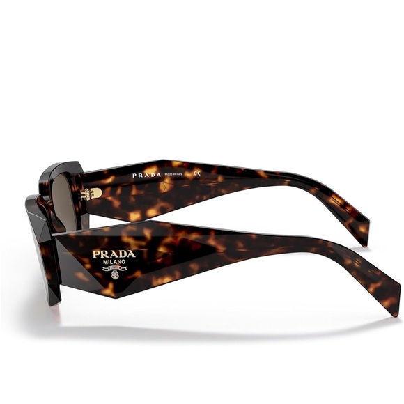 🤎Prada PR 17WS 2AU8C1 Tortoise Plastic Rectangle Sunglasses Brown Lens - Picture 10 of 17